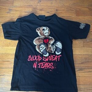 Black Kids Tee with Teddy Bear Graphic